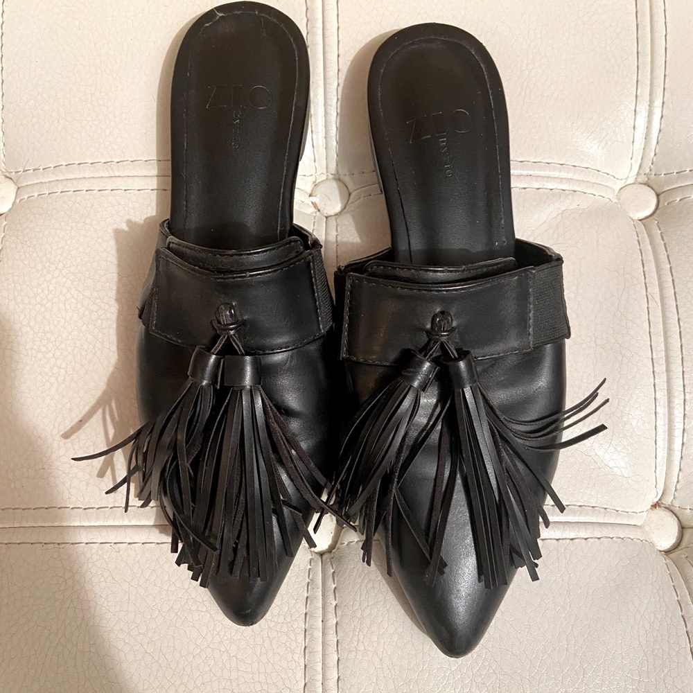 Tassel Mule Slip Ons
